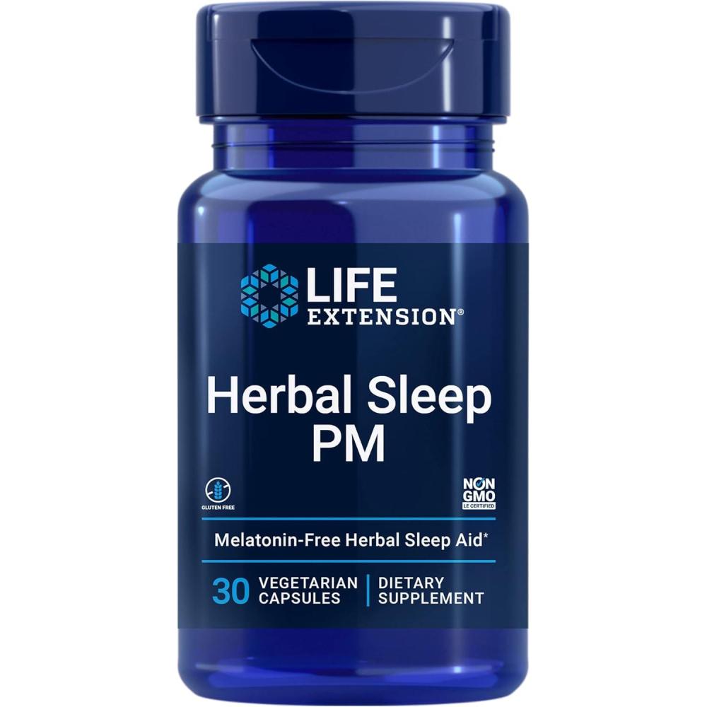 image:imageLife Extension Herbal Sleep PM Lemon Balm honokiol Magnolia bark Chamomile Promotes Healthy Sleep HormoneFree melatoninFree Gluten Free NonGMO Vegetarian 30 Capsules
