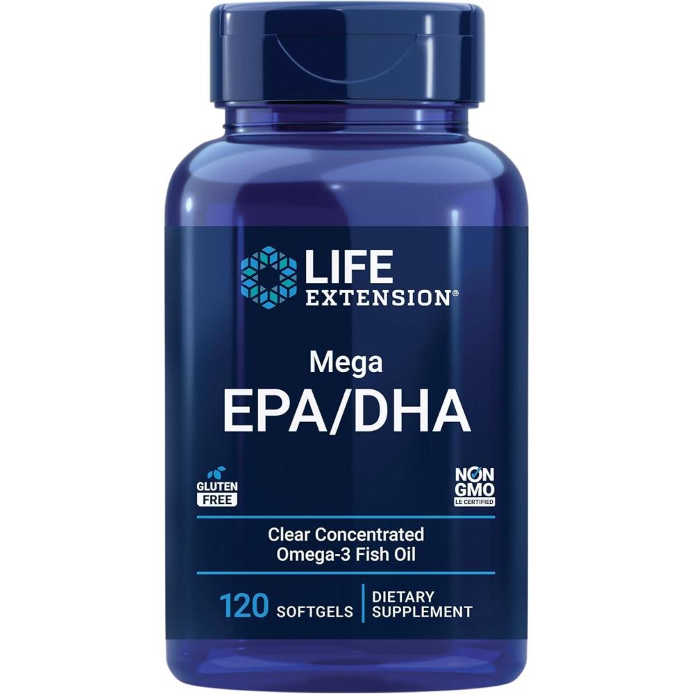 image:imageLife Extension Mega EPADHA Omega3 Fatty acids Heart amp Brain Health NonGMO GlutenFree 120 softgels120 Count Pack of 1