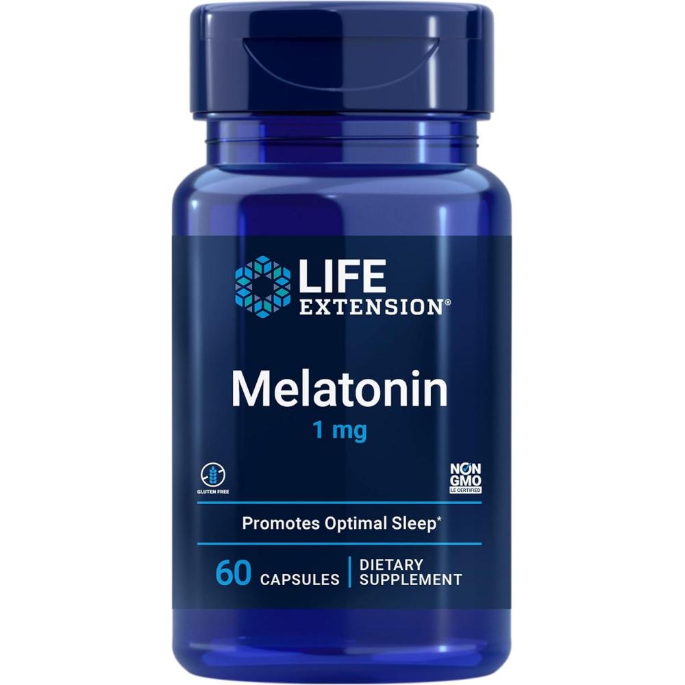 image:imageLife Extension Melatonin 1 mg For Restful Night Hormone Balance and Immune Health Immediate Release GlutenFree NonGMO 60 Capsules60 Count Pack of 1