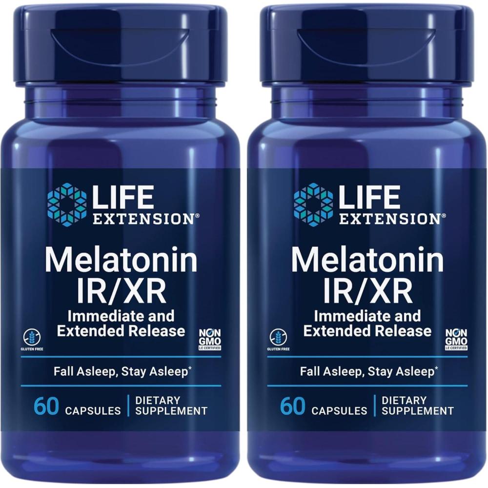image:imageLife Extension Melatonin IRXR 15 mg immediate and ExtendedRelease Formula for Optimal Sleep Support Healthy circadian Rhythms Cellular Defense GlutenFree NonGMO 60 Capsules60 Count Pack of 2