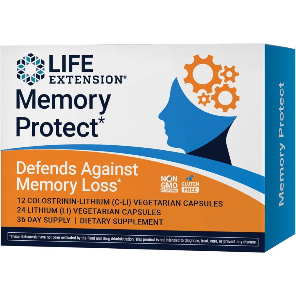 image:imageLife Extension Memory Protect Lithium colostrinin Milk peptides Memory and Cognitive Health Support GlutenFree NonGMO 12 colostrininLithium CLi Capsules 24 Lithium Li Capsules
