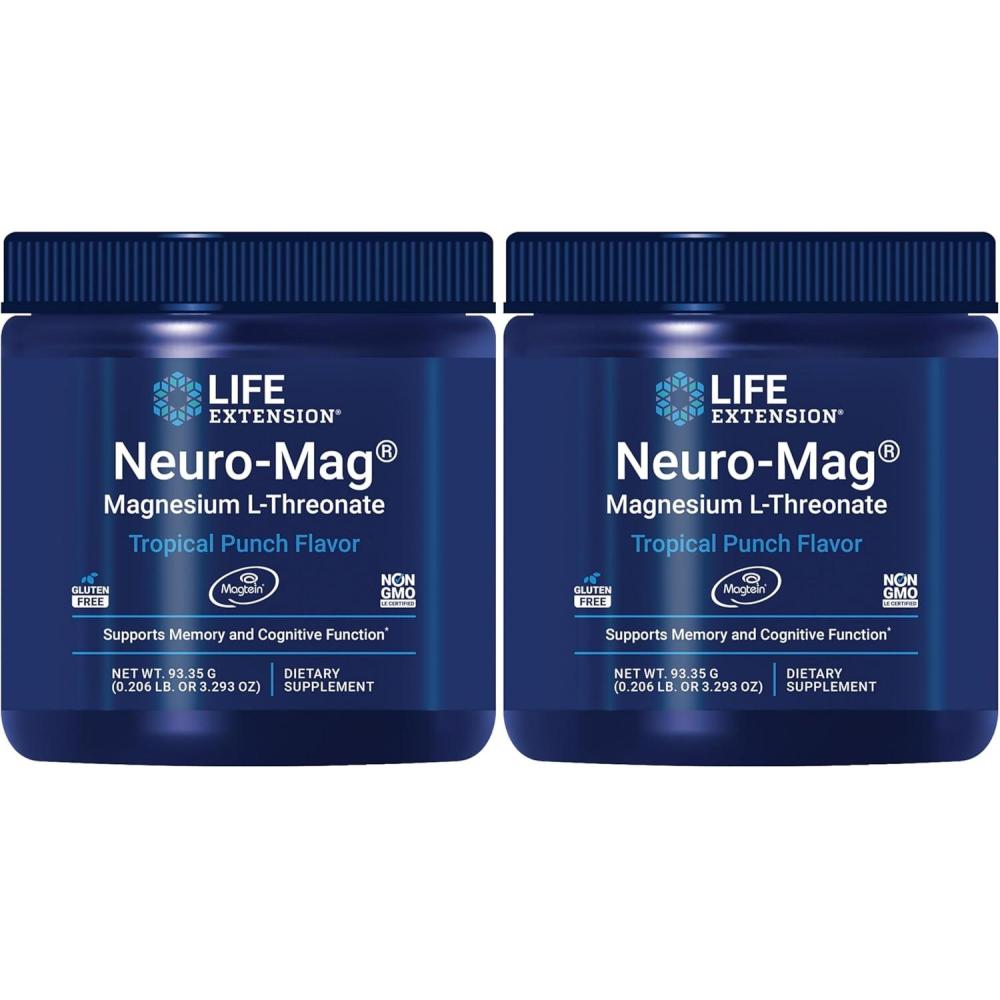 image:imageLife Extension NeuroMag Magnesium LThreonate Powder Tropical Punch UltraAbsorbable Magnesium Supports Memory Focus Cognitive Function amp Mood Gluten free NonGMO Vegetarian 30 Servings329 Ounce Pack of 2