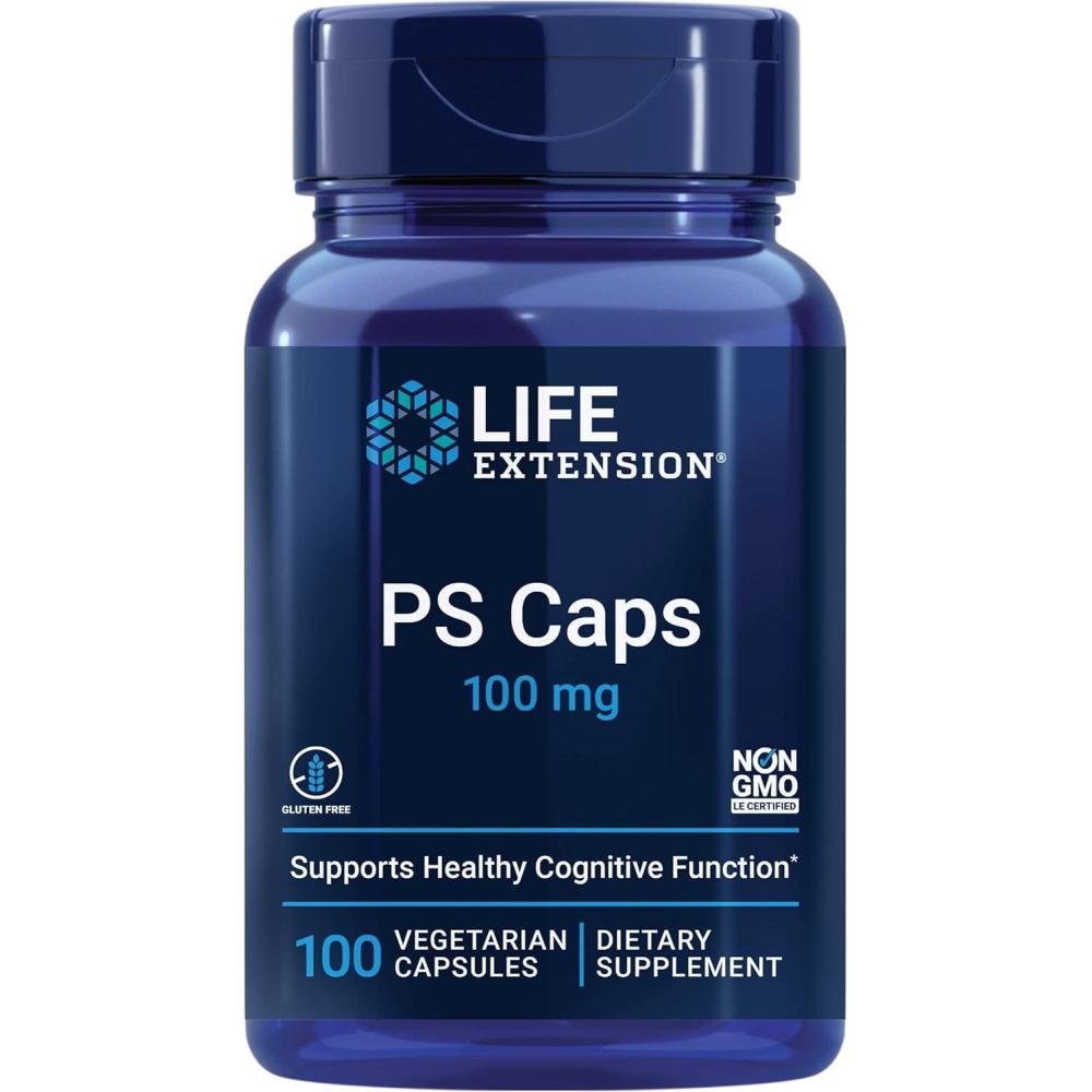 image:imageLife Extension PS Caps phosphatidylserine for Cognitive Performance GlutenFree NonGMO Vegetarian 100 Capsules