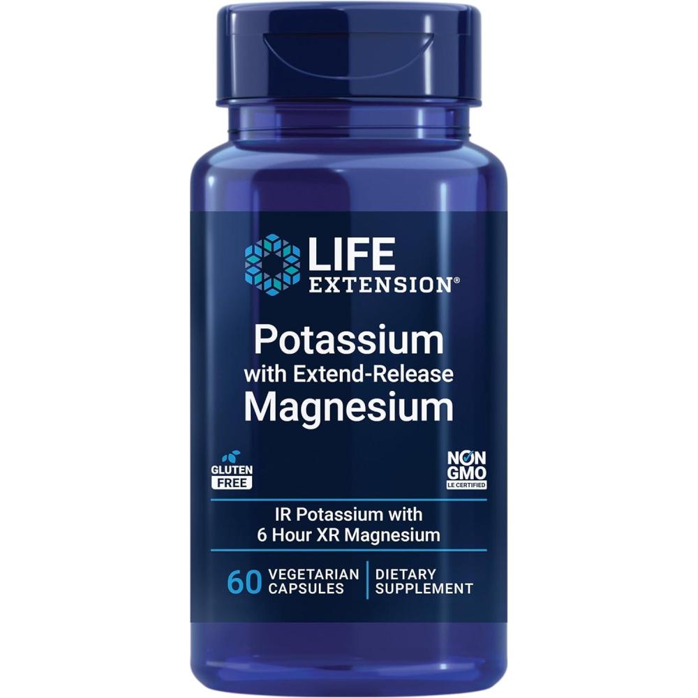 image:imageLife Extension Potassium with ExtendRelease Magnesium Heart health supplement for blood pressure support with two essential minerals NonGMO vegetarian glutenfree 60 capsulesUnflavored