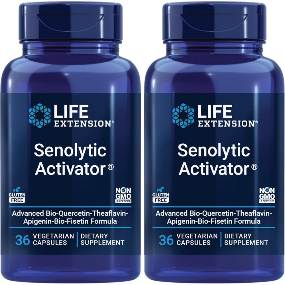 image:imageLife Extension Senolytic Activator Healthy Aging Cellular Health Support bioavailable quercetin and Fisetin apigenin Black Tea theaflavins Gluten Free NonGMO Vegetarian 36 Capsules36 Count Pack of 2
