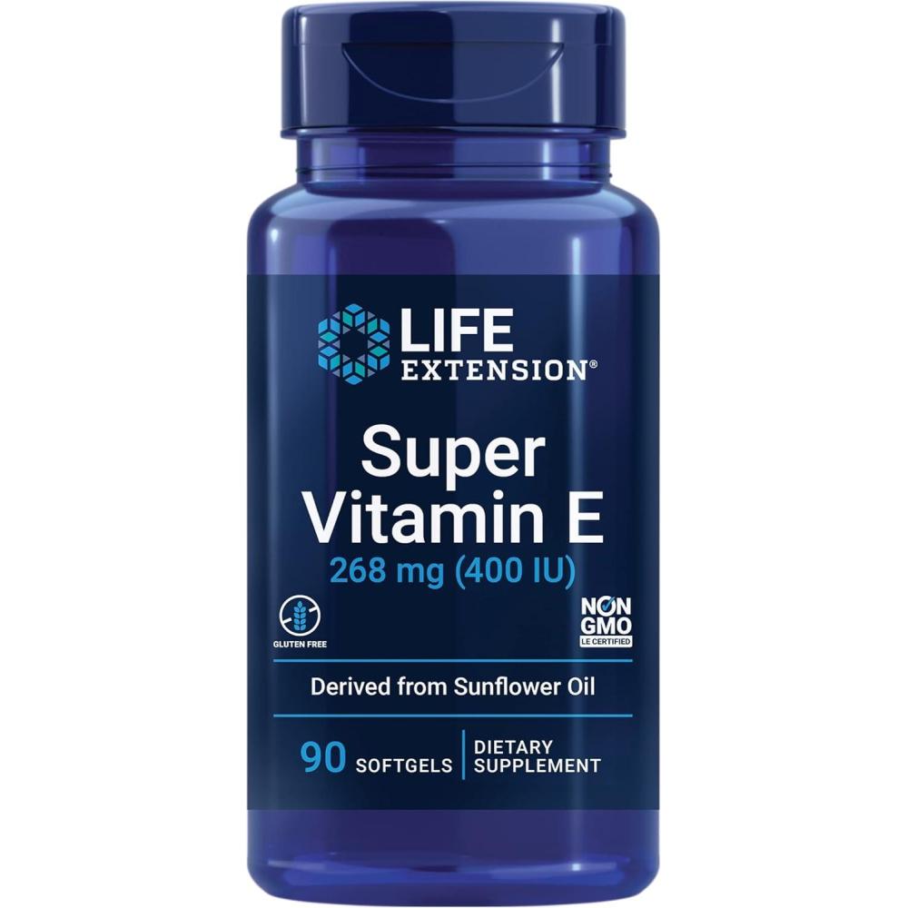 image:imageLife Extension Super Vitamin E 268 mg 400 IU NonSynthetic Vitamin E Supplement Promotes WholeBody Health GlutenFree NonGMO 90 softgels90 Count Pack of 1