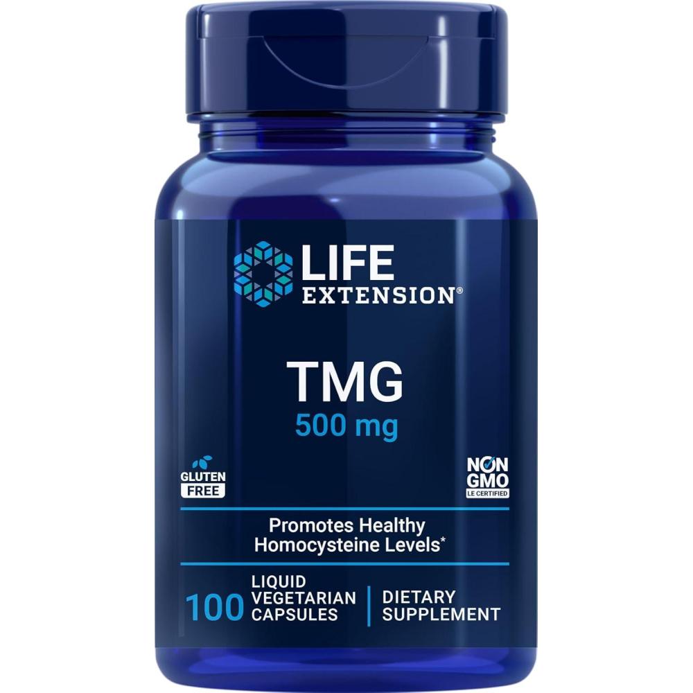 image:imageLife Extension TMG 500mg 100 Liquid Veg Caps Trimethylglycine Glycine Betaine Supplement Gluten Free NonGMO Vegetarian