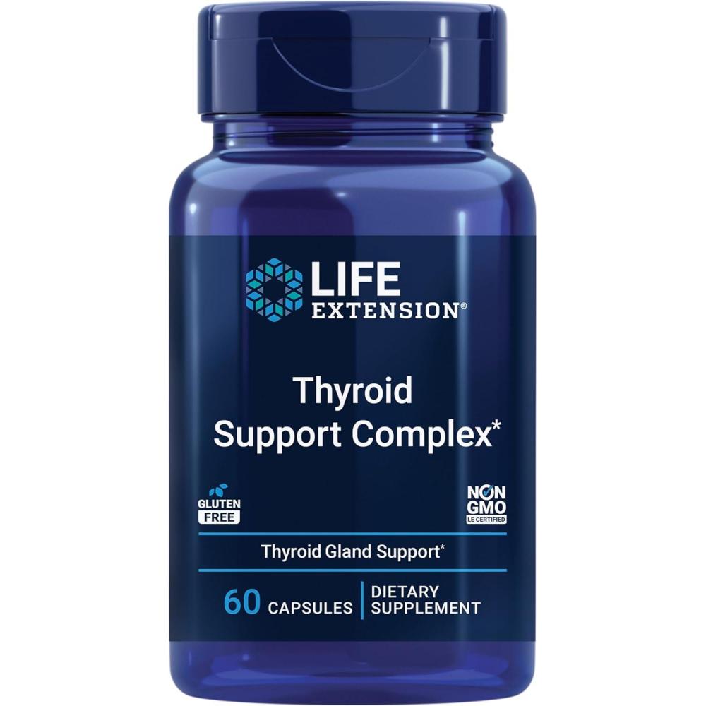 image:imageLife Extension Thyroid Support Complex Thyroid Health Support Supplement with Vitamins A B Iodine Magnesium LTyrosine Ashwagandha amp Ginseng for Energy NonGMO GlutenFree 60 Capsules