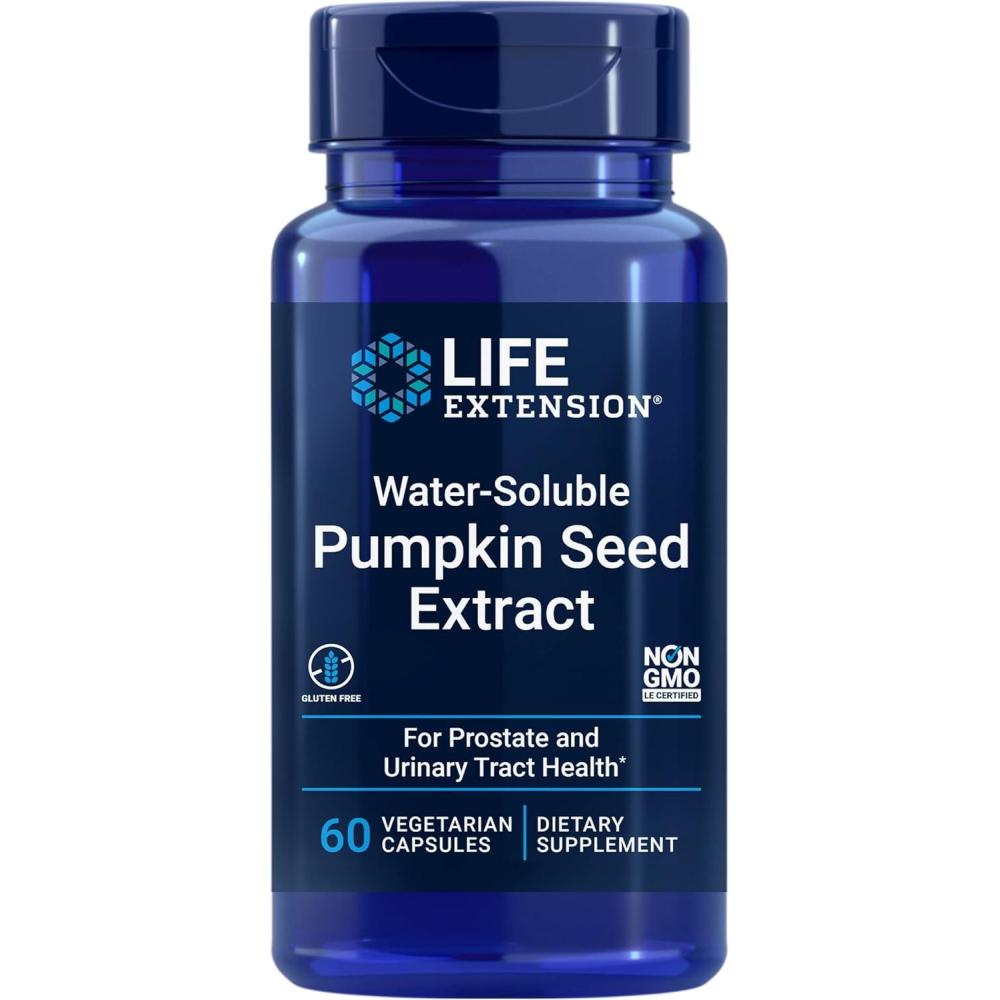 image:imageLife Extension WaterSoluble Pumpkin Seed Extract Promotes Prostate amp Urinary Tract Health Bladder Health Support Men Women GlutenFree NonGMO Vegetarian 60 Capsules60 Count Pack of 1