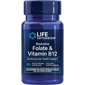 image:imageLife Extension BioActive Folate amp Vitamin B12 Promotes Heart Brain amp GI Tract Health NonGMO GlutenFree Vegetarian 90 Capsules90 Count Pack of 1