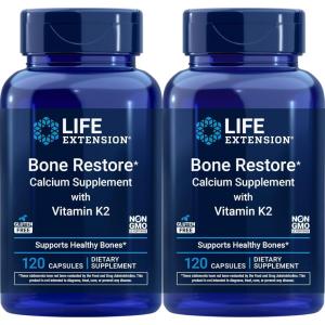 image:imageLife Extension Bone Restore Calcium Supplement with Vitamin K2 120 Capsules Pack of 2