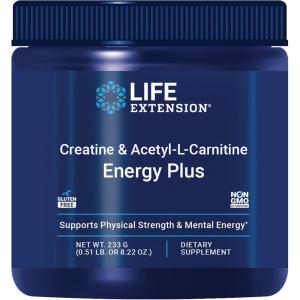 image:imageLife Extension Creatine AcetylLCarnitine Energy Plus Energy Support Supplement creatine monohydrate AcetylLcarnitine GlutenFree NonGMO Vegetarian 30 Servings