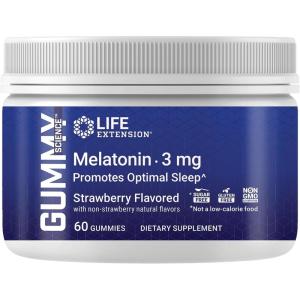 image:imageLife Extension Gummy Science Melatonin Strawberry 3 mg Optimal Sleep Support Healthy circadian Rhythm Cellular Defense GlutenFree NonGMO Vegetarian 60 Gummies