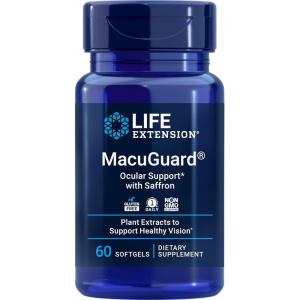 image:imageLife Extension MacuGuard Ocular Support with Saffron  Eye Health Supplement for Healthy Vision  with Lutein Mesozeaxanthin zeaxanthin Saffron  GlutenFree NonGMO  60 softgelsSupplement