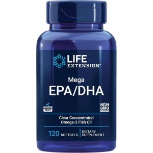 image:imageLife Extension Mega EPADHA Omega3 Fatty acids Heart amp Brain Health NonGMO GlutenFree 120 softgels120 Count Pack of 1