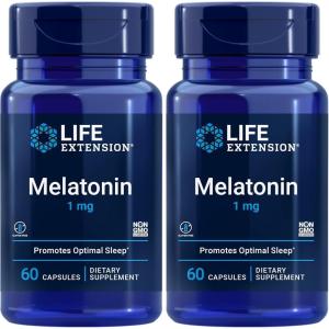 image:imageLife Extension Melatonin 1 mg  For Restful Night Hormone Balance and Immune Health  Immediate Release  GlutenFree NonGMO  60 Capsules60 Count Pack of 2