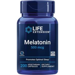 image:imageLife Extension Melatonin 500 mcg  Gently Promotes Sleep Low Dose Value Size  NonGMO GlutenFree Vegetarian  200 Capsules