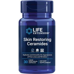 image:imageLife Extension Skin Restoring Ceramides  Wheat Oil Extract  Hydrates amp Smooths the Appearance of Fine Lines amp Wrinkles  GlutenFree NonGMO 1Daily Vegetarian  30 Liquid CapsulesUnflavored