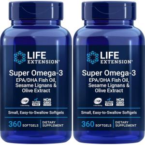 image:imageLife Extension Super Omega3 EPADHA Fish Oil Sesame Lignans amp Olive Extract  Heart Health Brain Health Inflammation Health Support GlutenFree Easy to Swallow NonGMO 240 Softgels360 Count Pack of 2