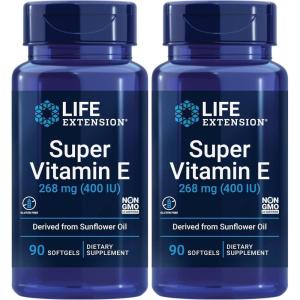 image:imageLife Extension Super Vitamin E 268 mg 400 IU NonSynthetic Vitamin E Supplement Promotes WholeBody Health GlutenFree NonGMO 90 softgels90 Count Pack of 2