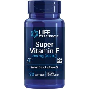 image:imageLife Extension Super Vitamin E 268 mg 400 IU NonSynthetic Vitamin E Supplement Promotes WholeBody Health GlutenFree NonGMO 90 softgels90 Count Pack of 1