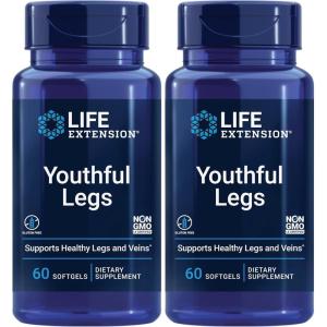 image:imageLife Extension Youthful Legs Blood Flow Vein Support Circulation Supplement Leg Health Orange Peel Extract diosmin Gluten Free NonGMO 60 softgels60 Count Pack of 2