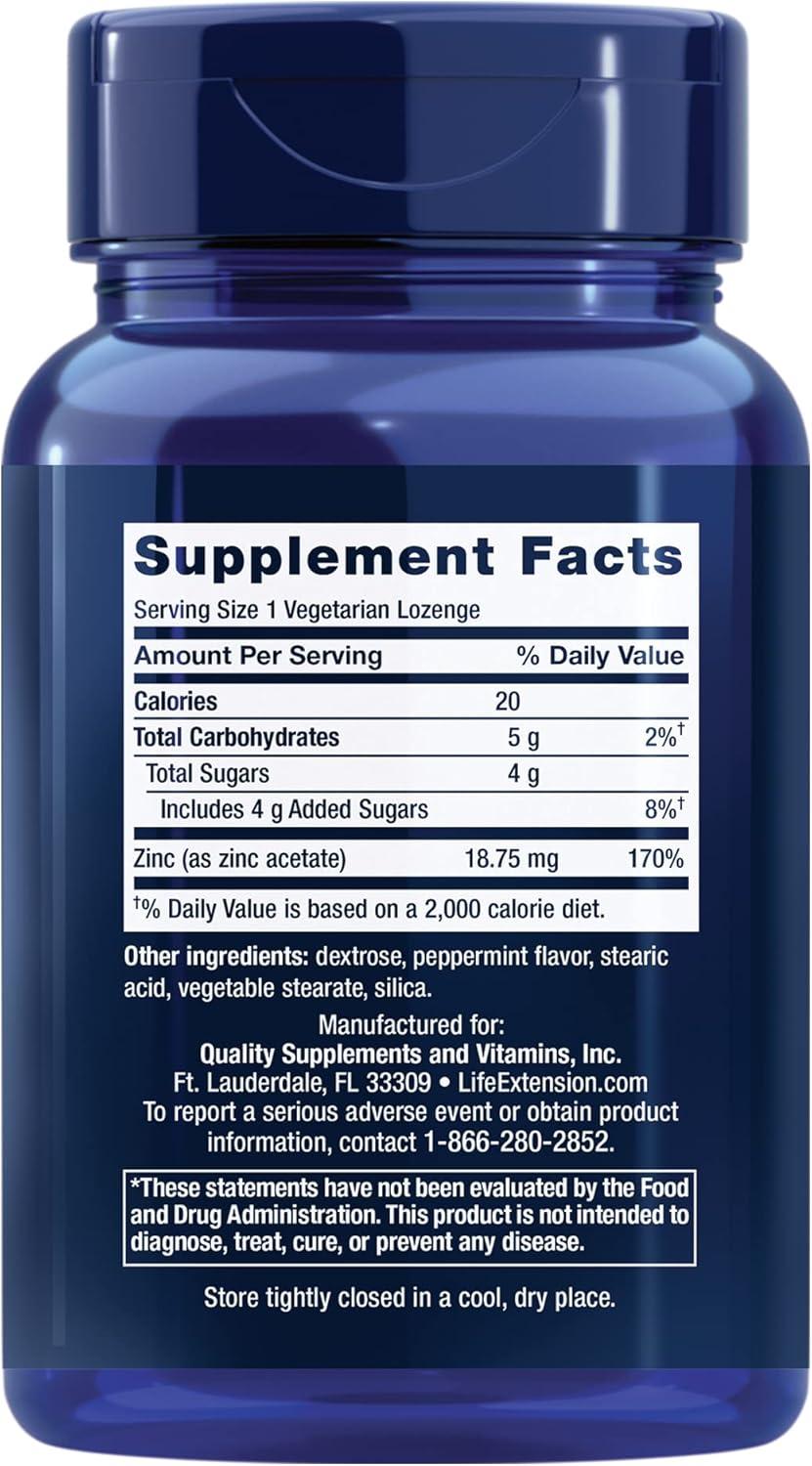 image:imageLife Extension Enhanced Zinc Lozenges zinc Acetate Optimal Immune Support Strong Immune Response Ionic zinc NonGMO GlutenFree Vegetarian 30 lozenges