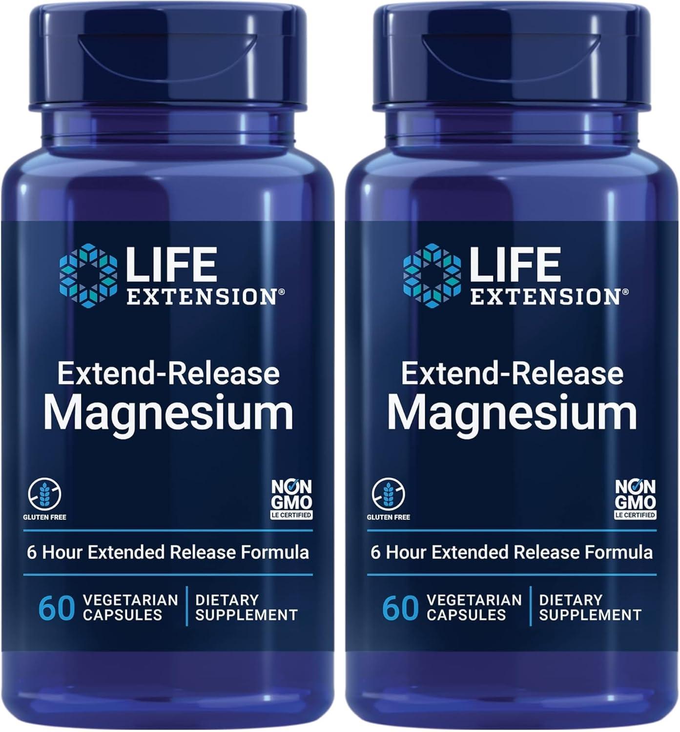 image:imageLife Extension ExtendRelease Magnesium prolonged Heart amp Bone Health Support Cardiovascular amp Blood Pressure Health Support bioavailable Formula GlutenFree NonGMO Vegetarian 60 CapsulesUnflavored Magnesium Only