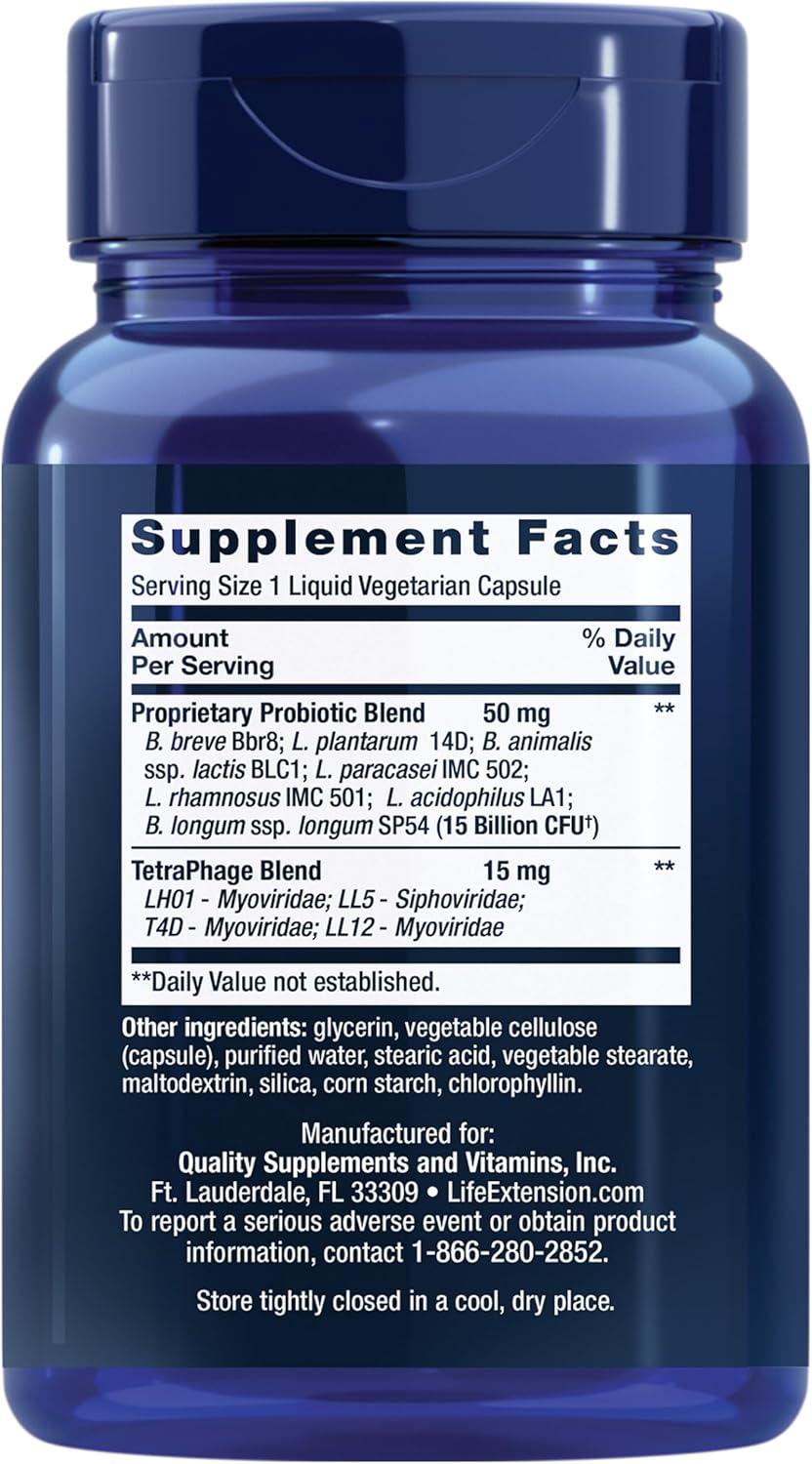 image:imageLife Extension FLORASSIST GI with Phage Technology Digestive Health probiotic Support Nutrient Absorption 7 probiotic strains bacteriophage Blend 90 Liquid Vegetarian Capsules90 Count Pack of 1