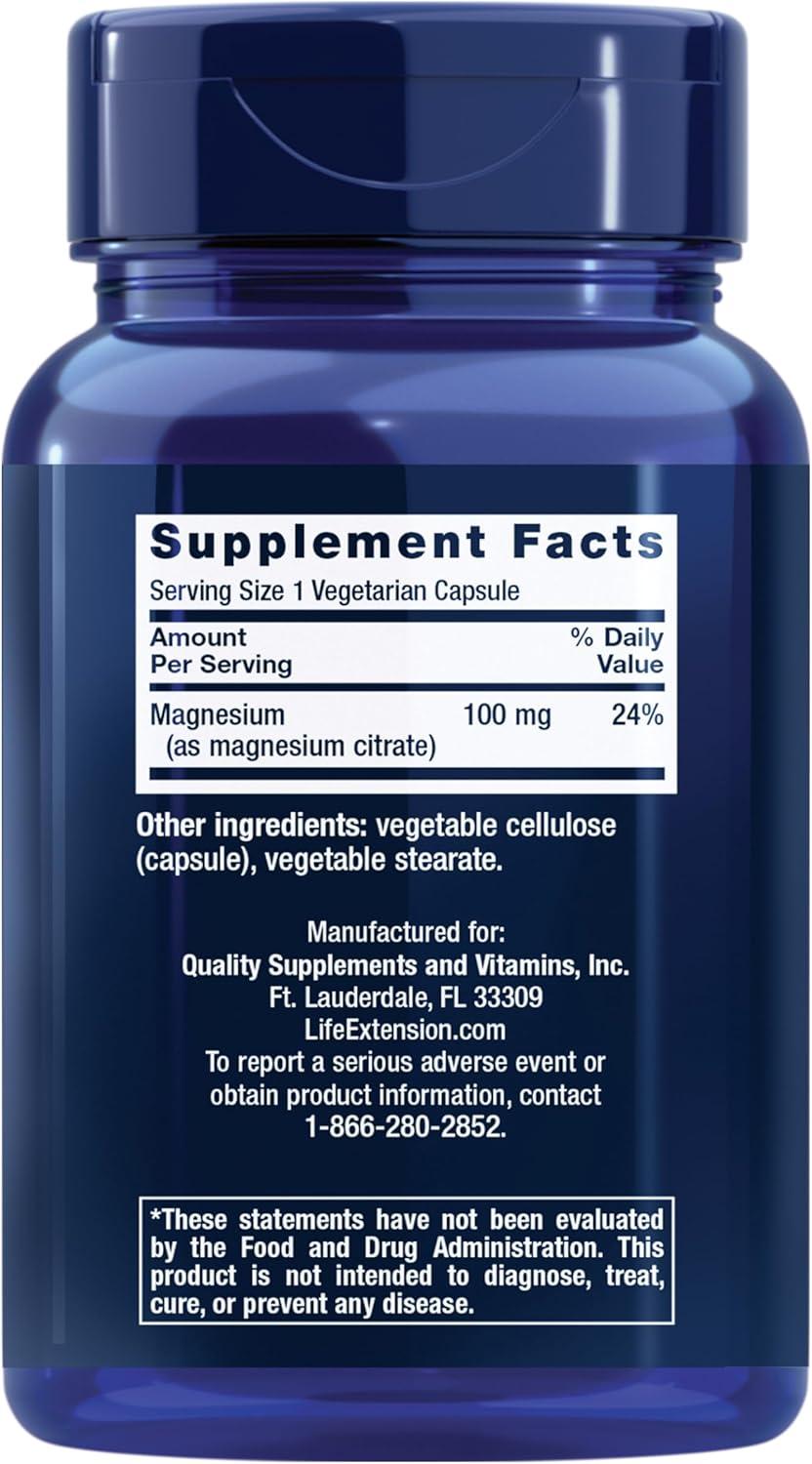 image:imageLife Extension Magnesium Citrate 100 mg Vegetarian Capsules Blue 100 CountUnflavored
