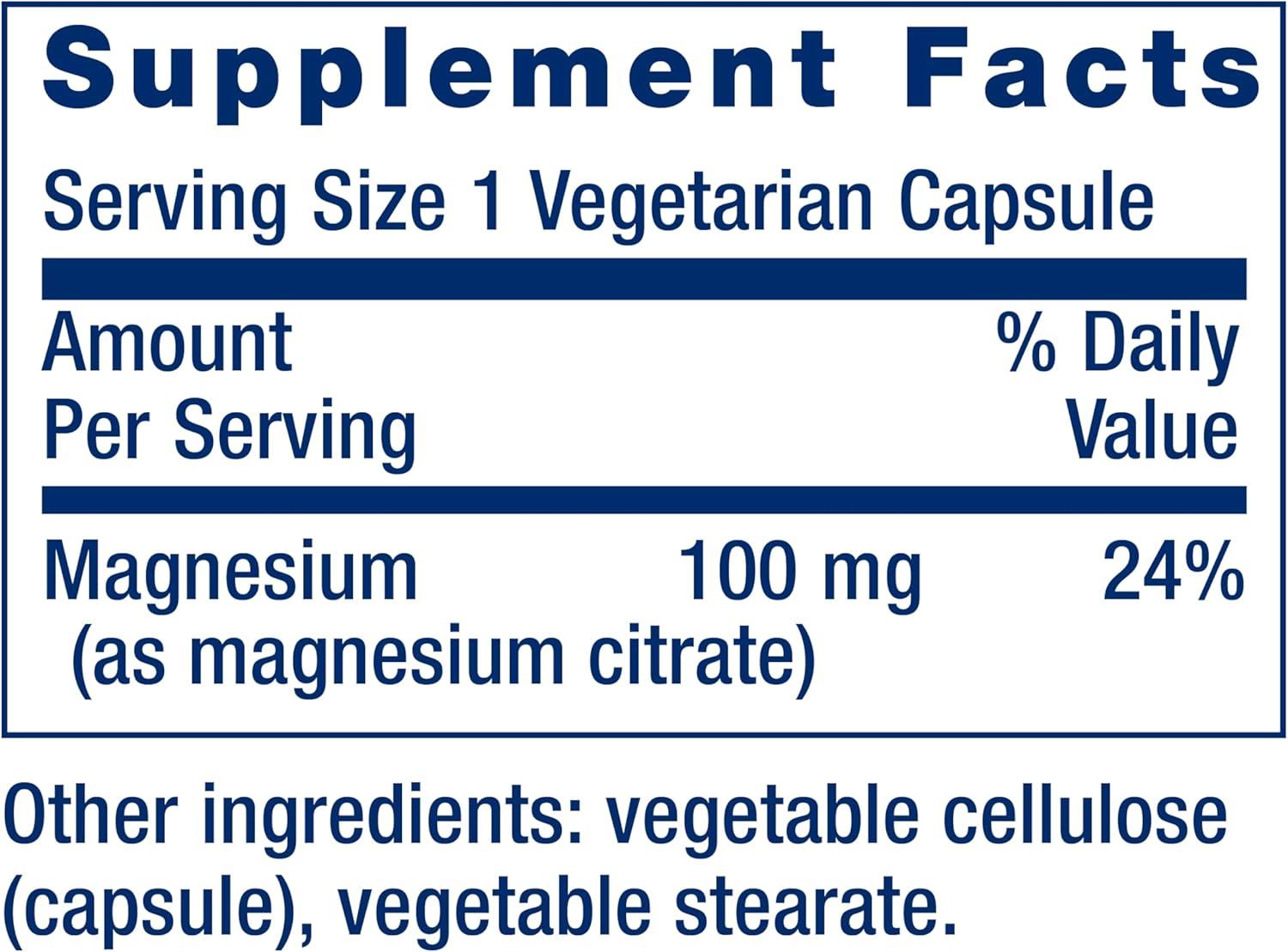 image:imageLife Extension Magnesium Citrate 100 mg Vegetarian Capsules Blue 100 CountUnflavored