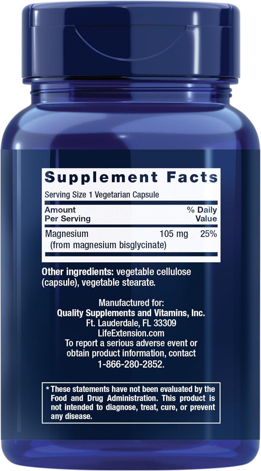 image:imageLife Extension Magnesium Glycinate Heart Health Bone Health Nerve and Muscle Support Highly absorbable GlutenFree NonGMO Vegetarian 90 Capsules90 Count Pack of 1