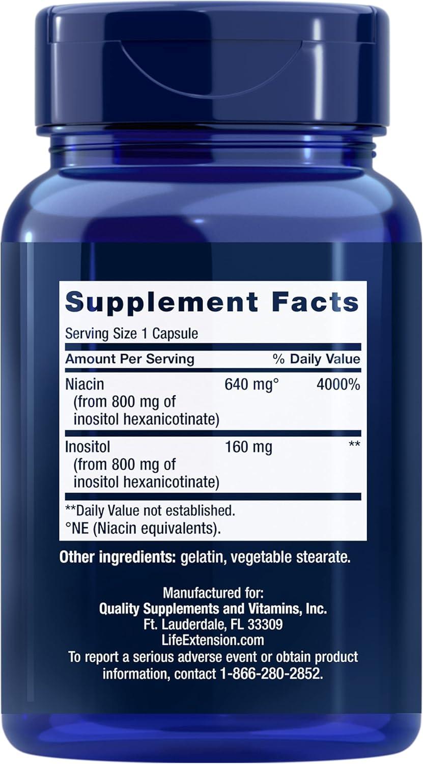 image:imageLife Extension No Flush Niacin B3 for Heart Health Cholesterol amp Energy Support NonGMO GlutenFree 100 Capsules100 Count Pack of 1