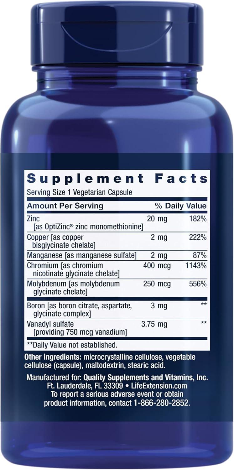 image:imageLife Extension Only Trace Minerals a Daily dose of zinc Chromium Boron Copper Manganese Vanadyl sulfate GlutenFree NonGMO Vegetarian 90 Capsules90 Count Pack of 1