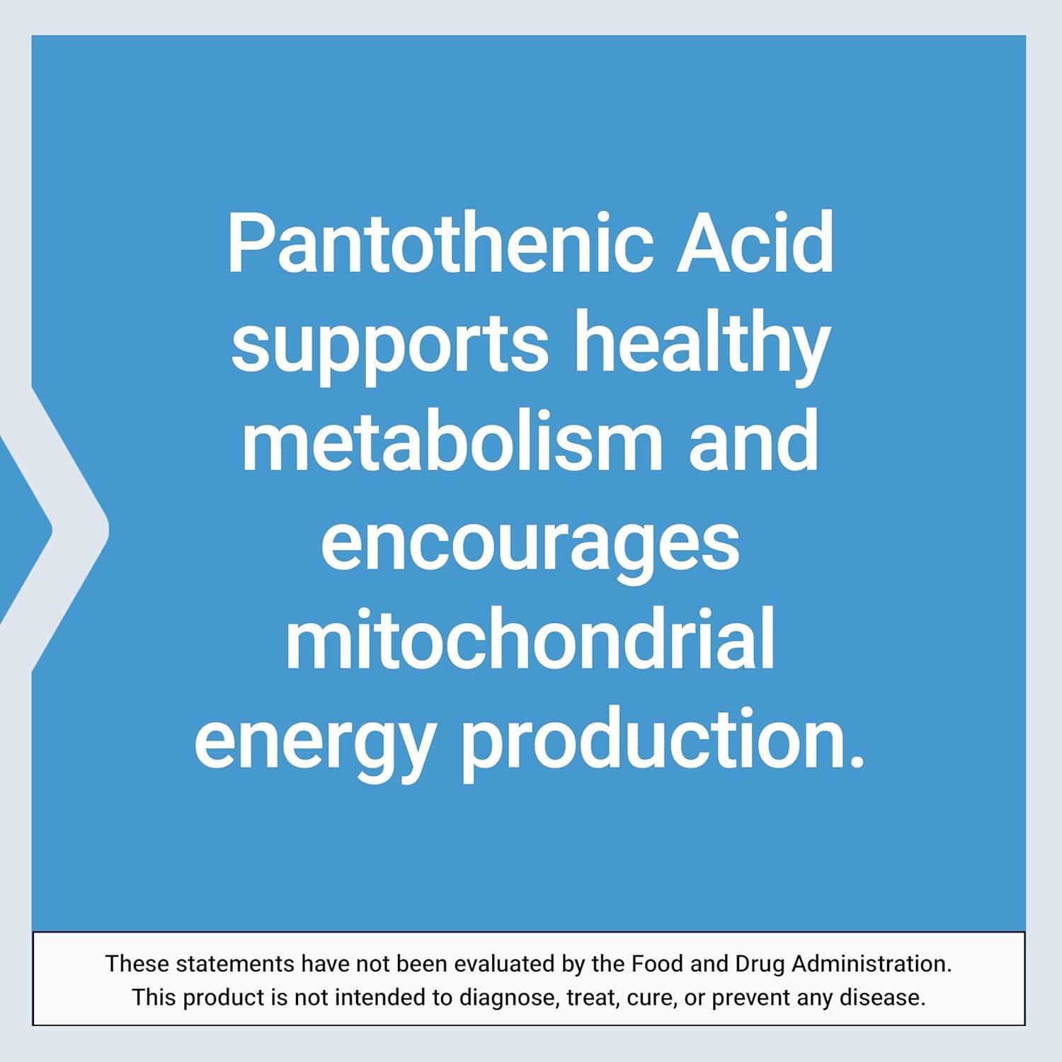 image:imageLife Extension Pantothenic Acid 500 mg Vitamin B5 Calcium Support Healthy Metabolism Mitochondrial Energy Production GlutenFree NonGMO Vegetarian 100 Capsules