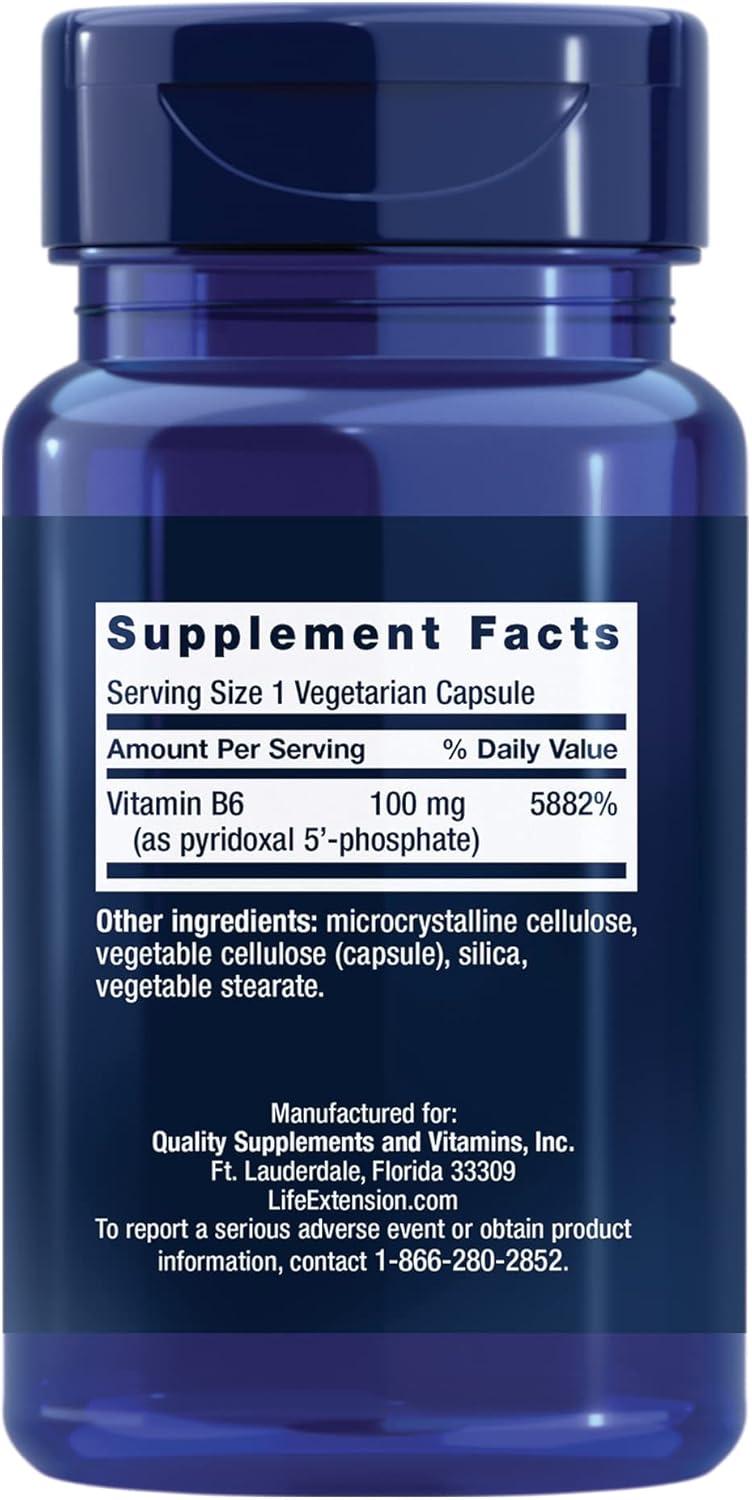 image:imageLife Extension Pyridoxal 5Phosphate CapsVitamin B6 100 mg Bioactive B6 for Cardiovascular Kidney amp Nerve HealthGlutenFree NonGMO Vegetarian60 Vegetarian Capsules60 Count Pack of 1
