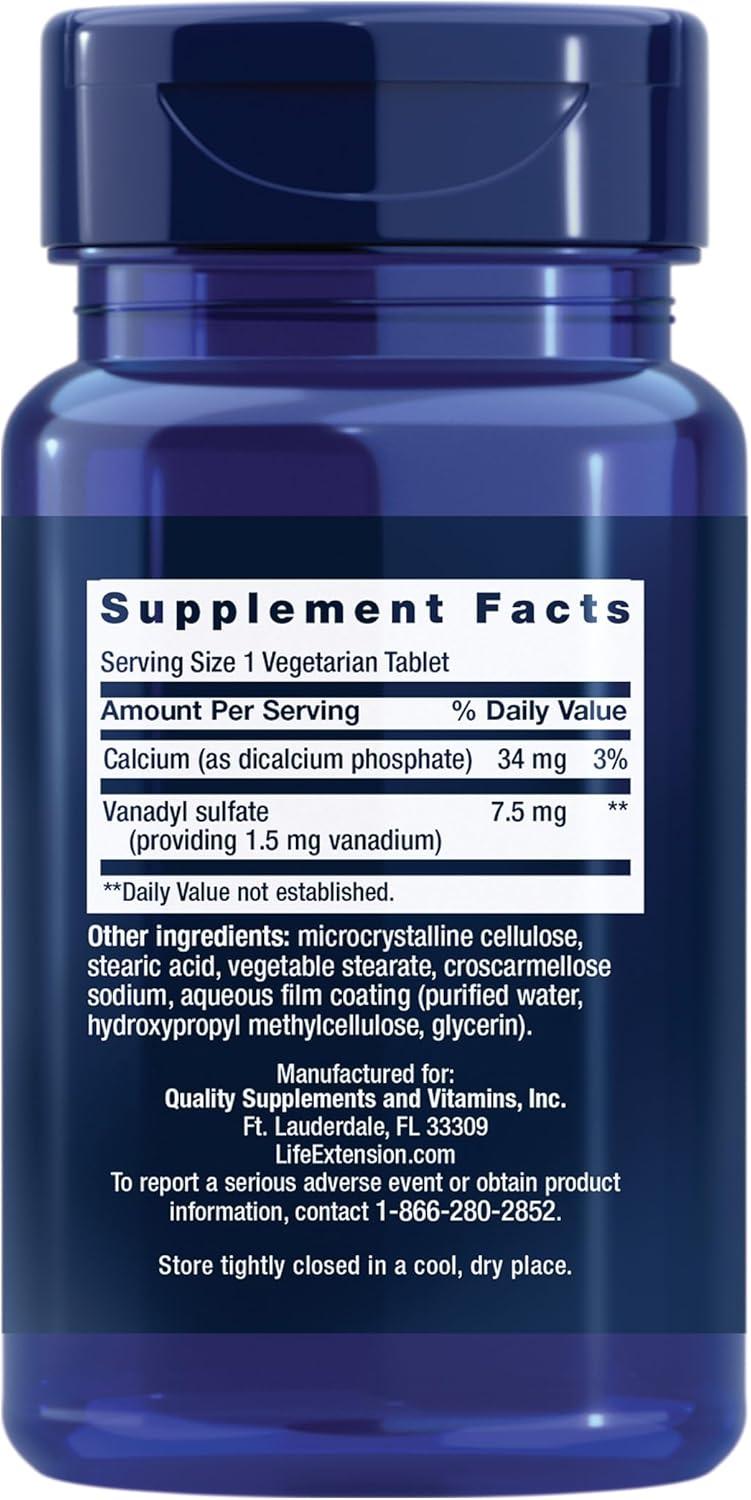 image:imageLife Extension Vanadyl Sulfate Trace Mineral Vanadium Healthy glycemic Balance Healthy Metabolism Hormone Function GlutenFree NonGMO Vegetarian 100 Tablets