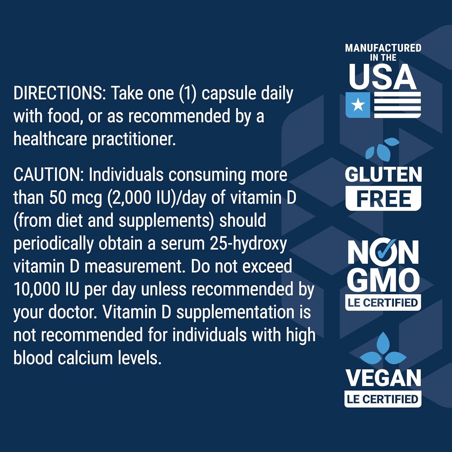 image:imageLife Extension Vegan Vitamin D3 125 mcg 5000 IU cholecalciferol from Algae highPotency Immune Bone amp WholeBody Health GlutenFree NonGMO 1 Daily Vegan 60 Vegan CapsulesCapsules