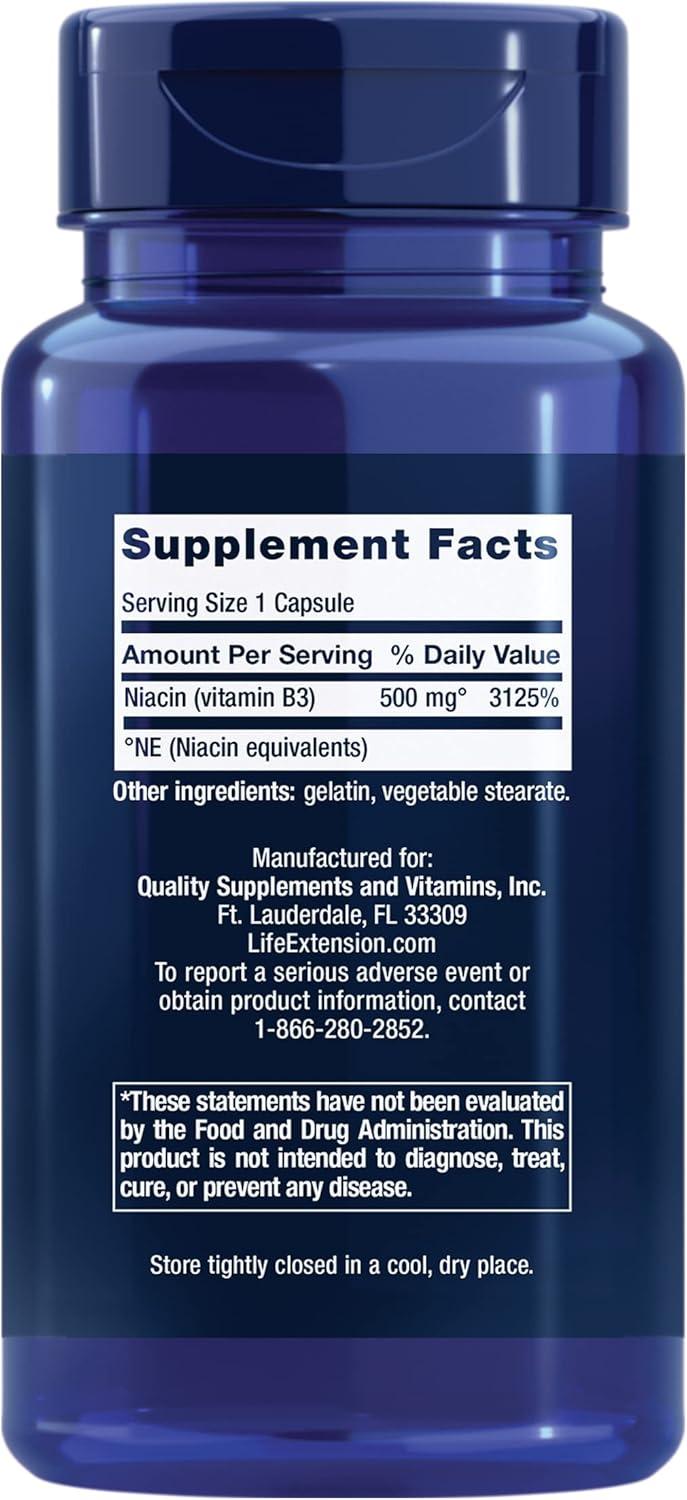 image:imageLife Extension Vitamin B3 Niacin Heart Health Cholesterol amp Energy Support GlutenFree NonGMO 100 Capsules100 Count Pack of 1