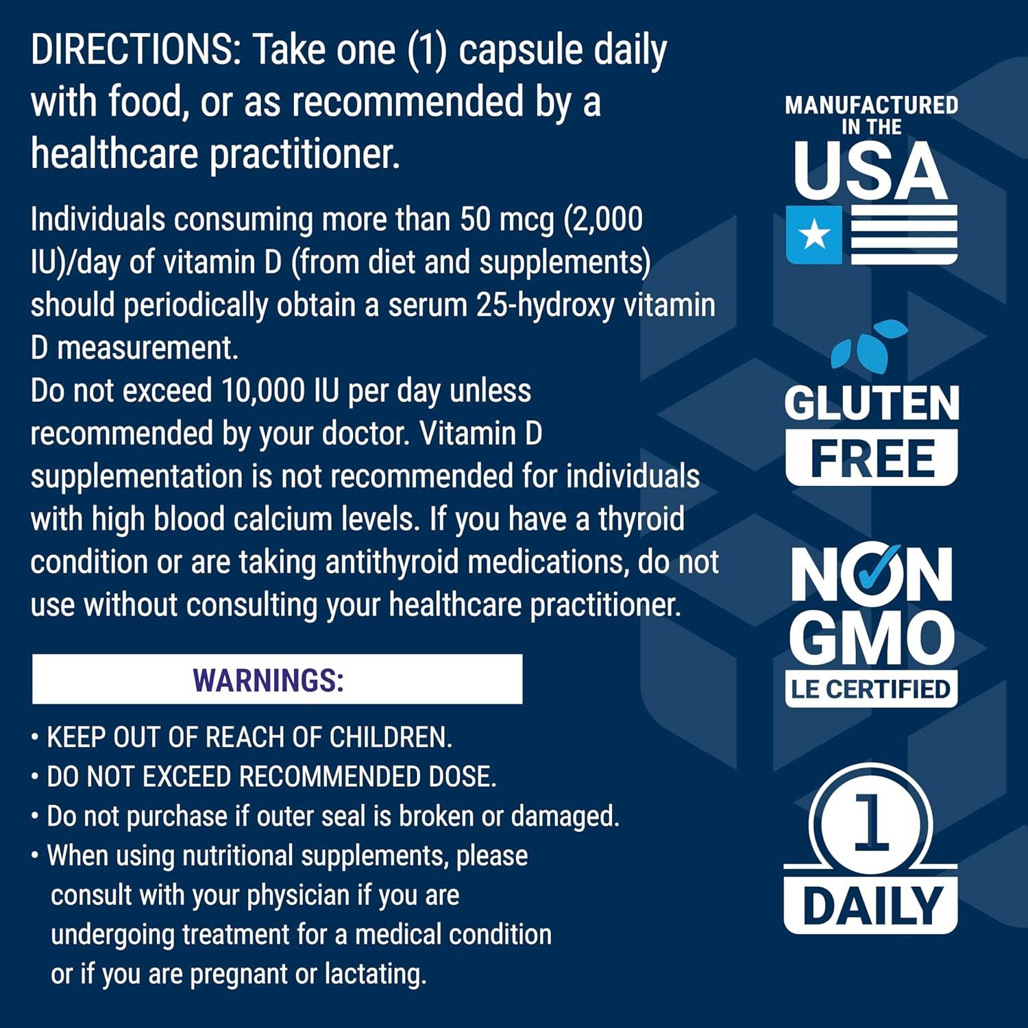 image:imageLife Extension Vitamin D3 with SeaIodine 125 mcg 5000 IU Immune Support Bone Health Thyroid Health 1 Daily GlutenFree NonGMO 60 Capsules