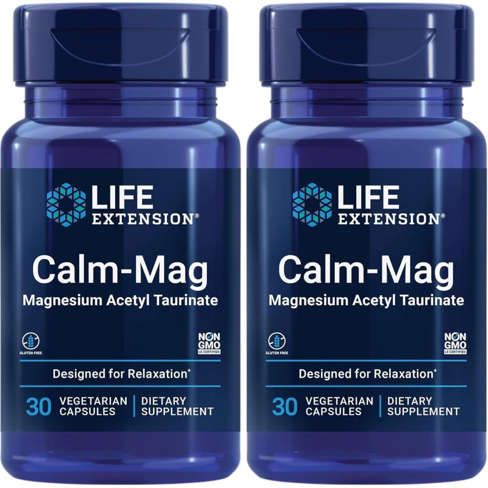 image:imageLife Extension CalmMag Magnesium Acetyl taurinate Daily Stress Management Formula Supports Calmness and Relaxation GlutenFree NonGMO Vegetarian 30 Capsules30 Count Pack of 2