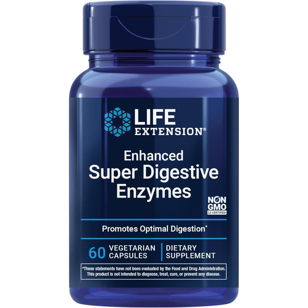 image:imageLife Extension Enhanced Super Digestive Enzymes Supports Digestion Comfort digesting PlantBased Foods NonGMO Vegetarian 60 Capsules