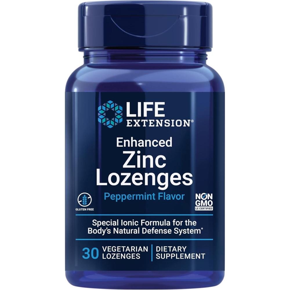 image:imageLife Extension Enhanced Zinc Lozenges zinc Acetate Optimal Immune Support Strong Immune Response Ionic zinc NonGMO GlutenFree Vegetarian 30 lozenges
