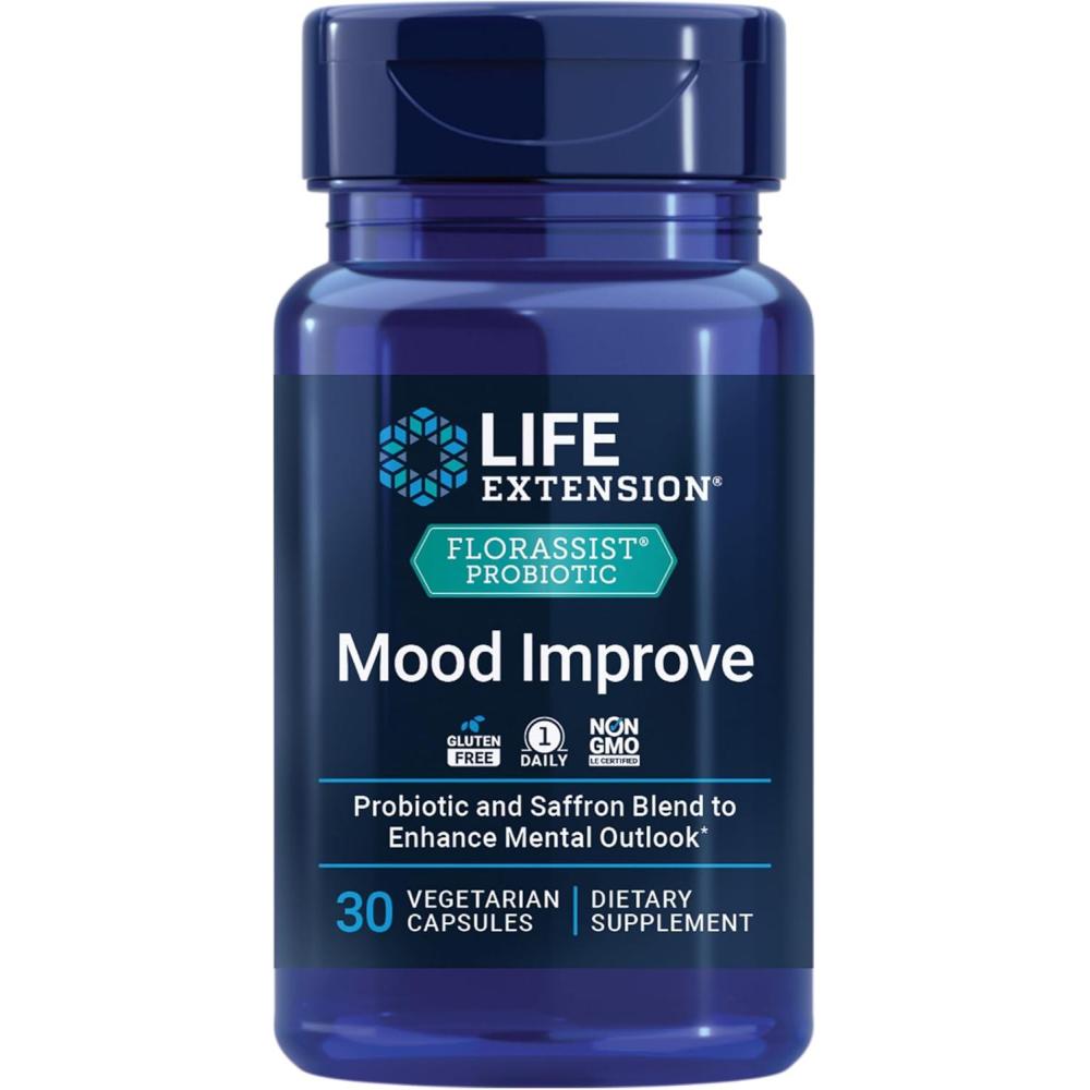 image:imageLife Extension FLORASSIST Probiotic Mood Improve probiotic and Saffron Blend enhances Mood and Mental Outlook NonGMO GlutenFree 1 Daily Vegetarian 30 Capsules
