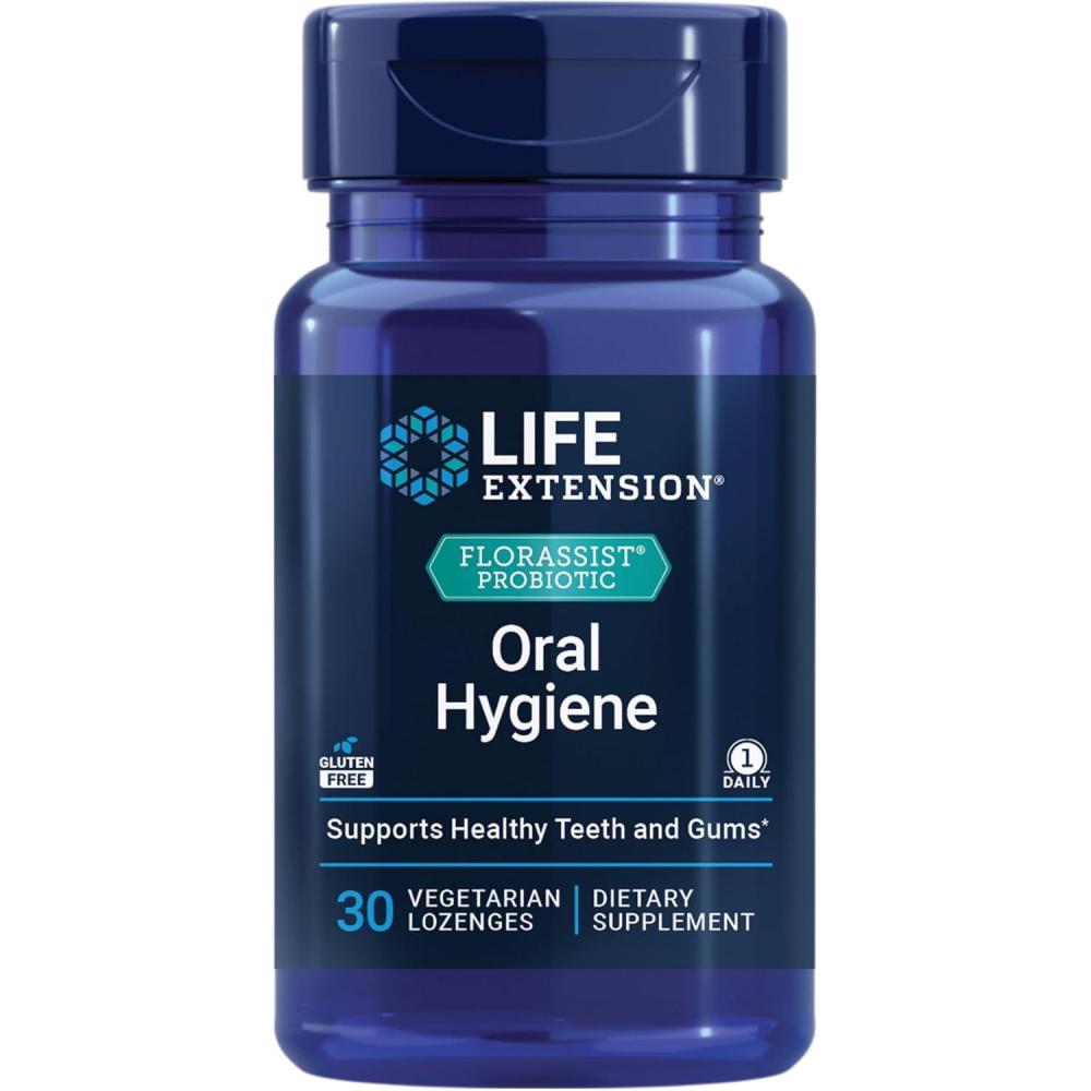 image:imageLife Extension FLORASSIST Probiotic Oral Hygiene Oral probiotic for Teeth and Gums pH Levels Dental Hygiene Immune Support BLIS M18 Once Daily Gluten Free Vegetarian 30 lozenges