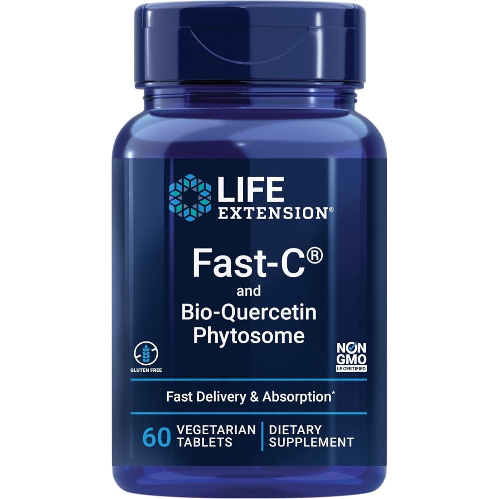image:imageLife Extension FastC and BioQuercetin Fast delivery and Absorption Vitamin C Fenugreek Immune Support Magnesium GlutenFree NonGMO Vegetarian 60 Tablets60 Count Pack of 1