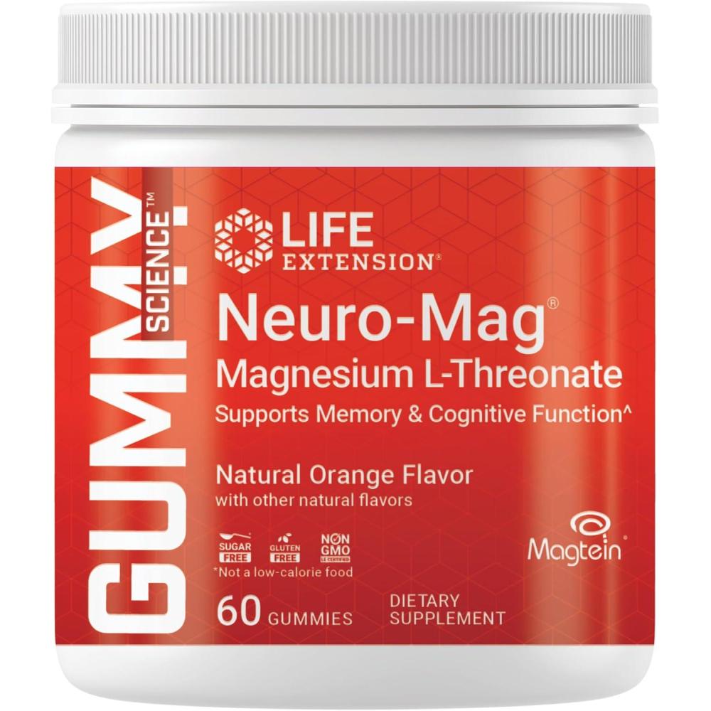 image:imageLife Extension Gummy Science NeuroMag Magnesium LThreonate Memory Support Quick Thinking cognition Magnesium Supplement GlutenFree NonGMO Orange Flavor 60 Gummies