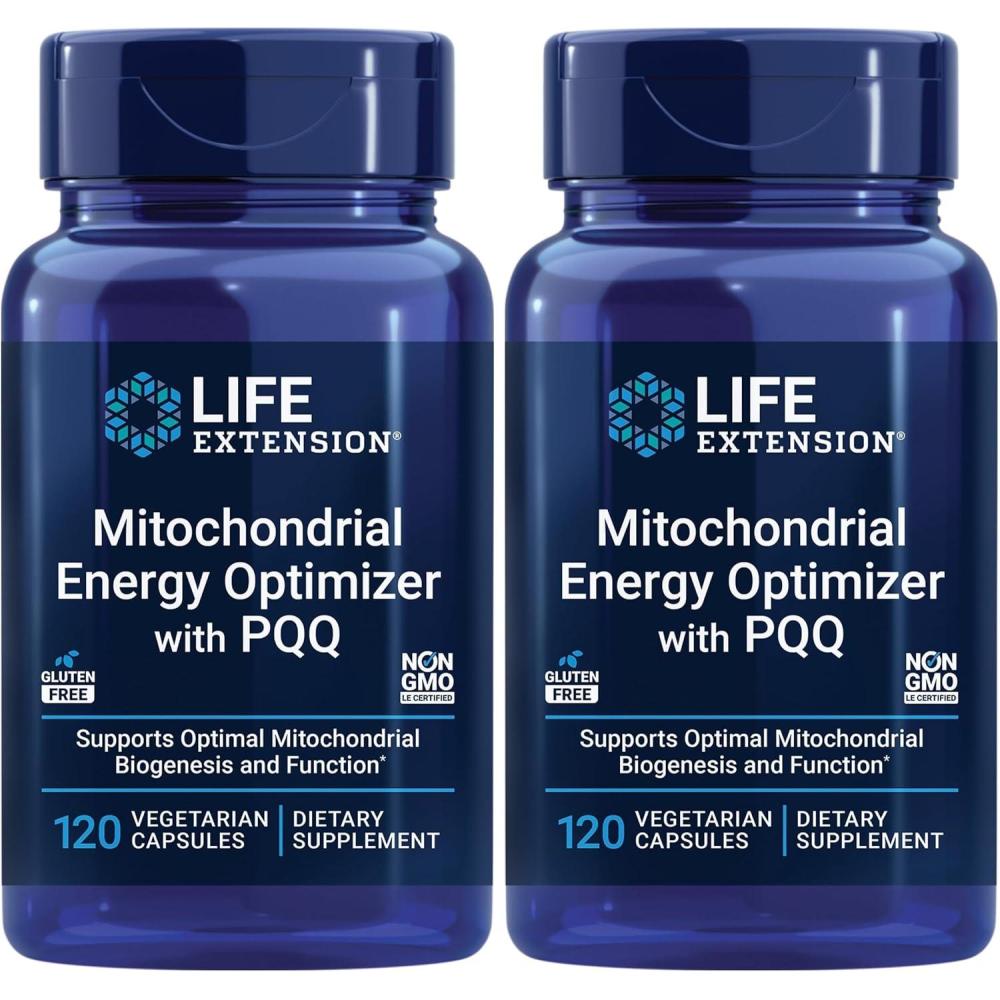 image:imageLife Extension Mitochondrial Energy Optimizer with PQQ Energy Supplement for Healthy Mitochondria With Taurine Vitamin B Pyrroloquinoline Quinone GlutenFree NonGMO 120 Vegetarian Capsules120 Count Pack of 2