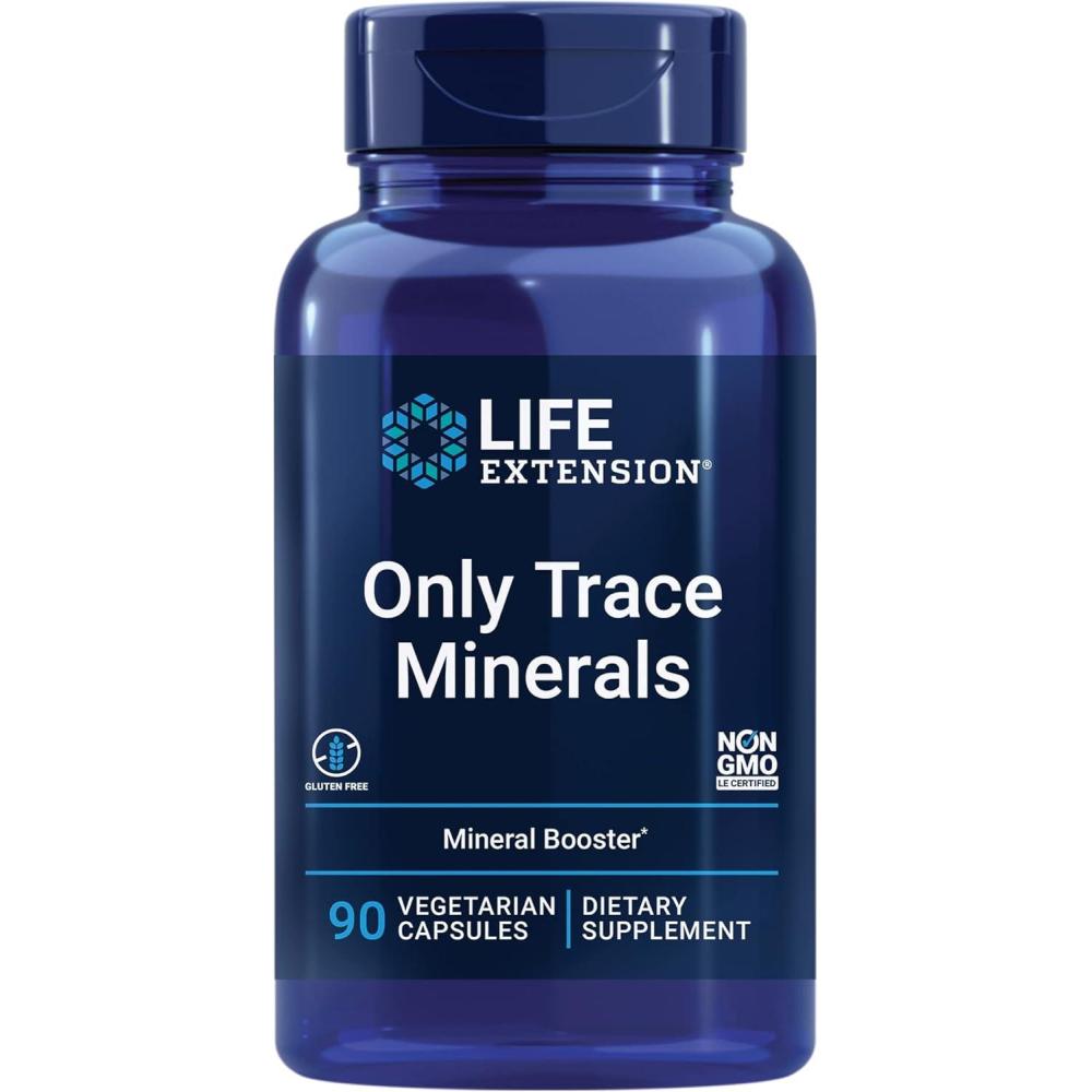 image:imageLife Extension Only Trace Minerals a Daily dose of zinc Chromium Boron Copper Manganese Vanadyl sulfate GlutenFree NonGMO Vegetarian 90 Capsules90 Count Pack of 1