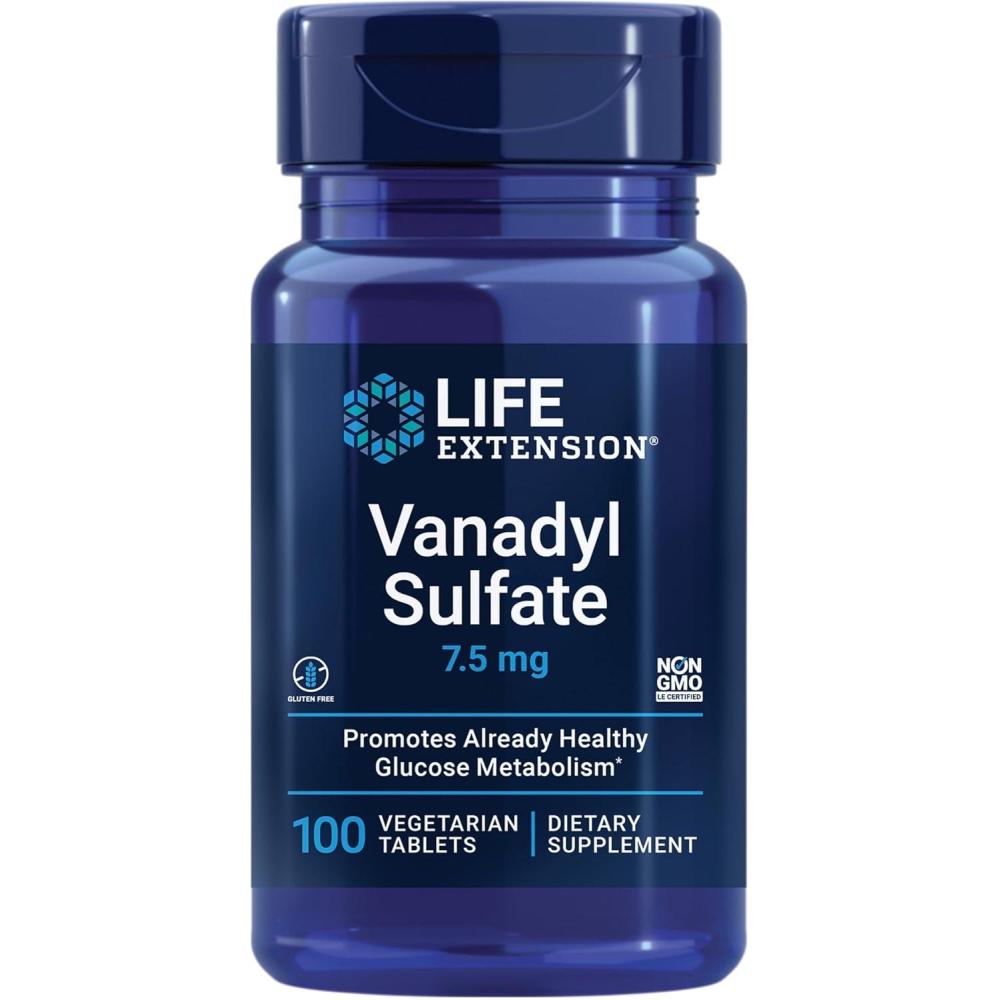 image:imageLife Extension Vanadyl Sulfate Trace Mineral Vanadium Healthy glycemic Balance Healthy Metabolism Hormone Function GlutenFree NonGMO Vegetarian 100 Tablets